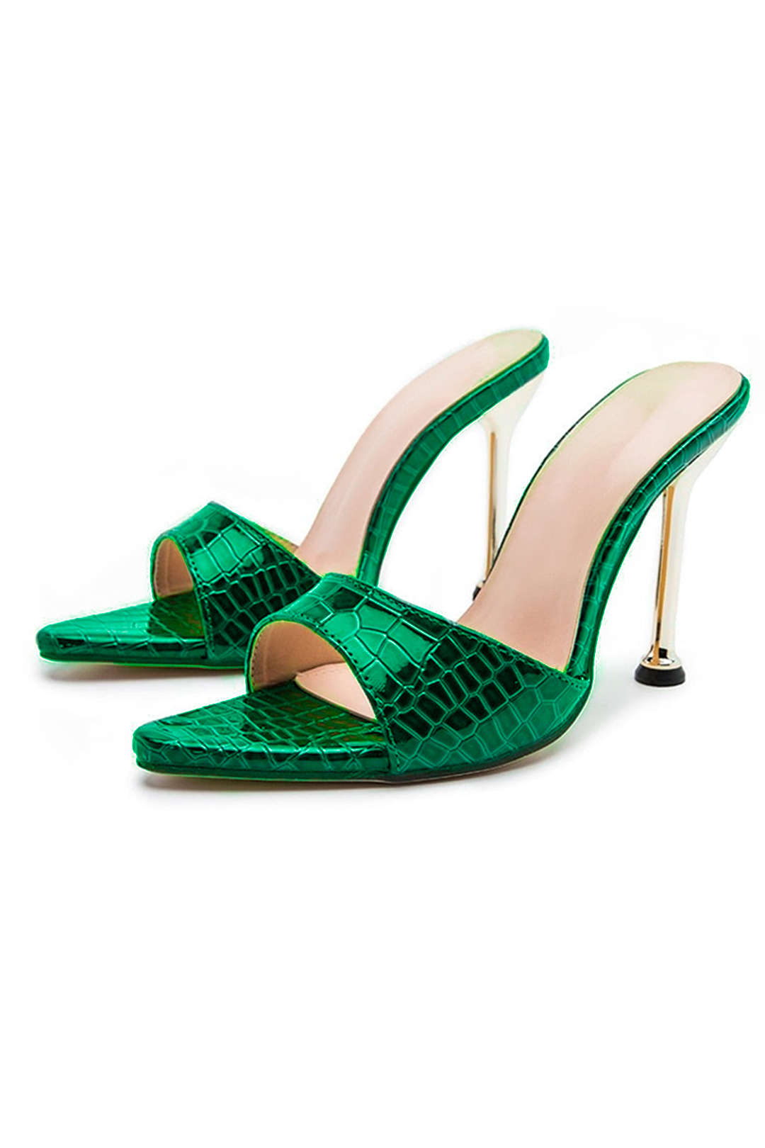AUREMIA CROC MULES GREEN