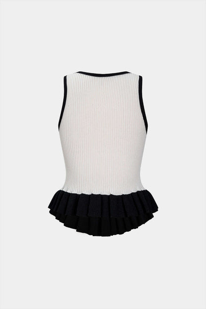 NOIRÉ | PLEATED HEM TANK WHITE