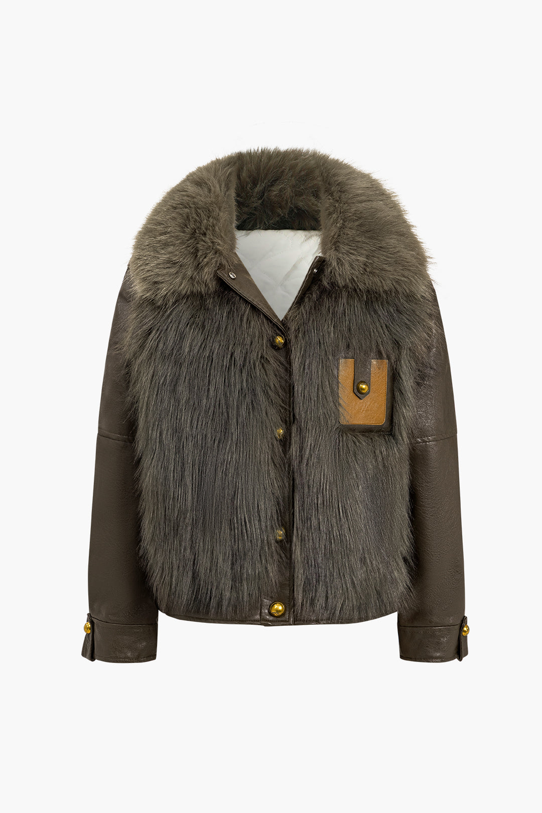 LYON | FAUX FUR & LEATHER JACKET BROWN