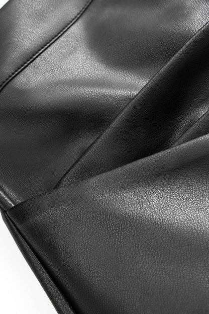 Faux Leather Ruched Skirt