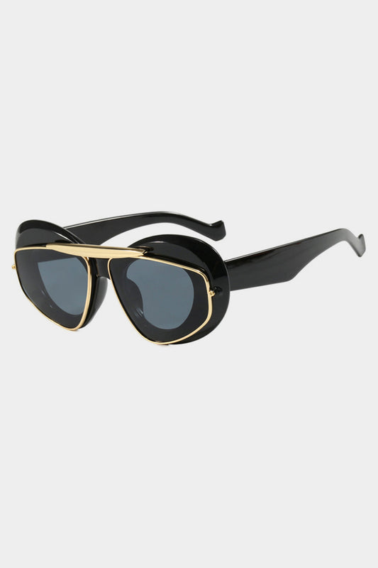 Contrast Cat Eye Sunglasses BLACK ONE SIZE