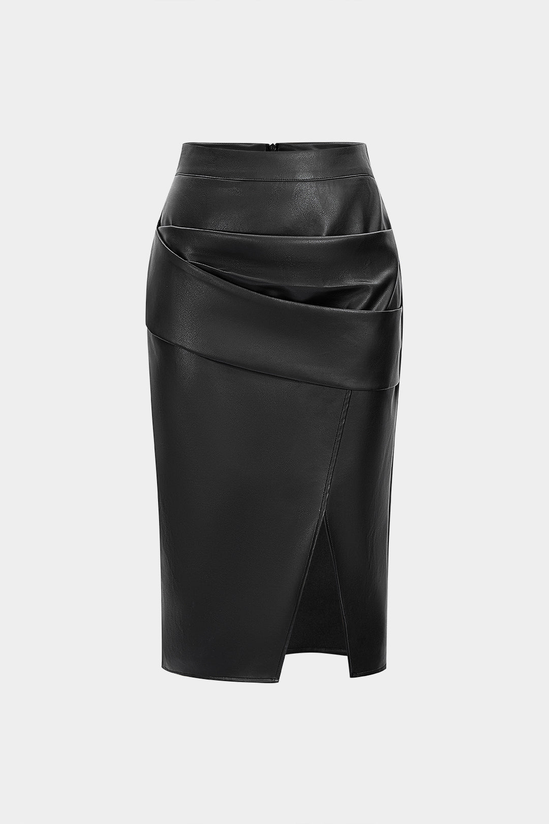Faux Leather Ruched Skirt