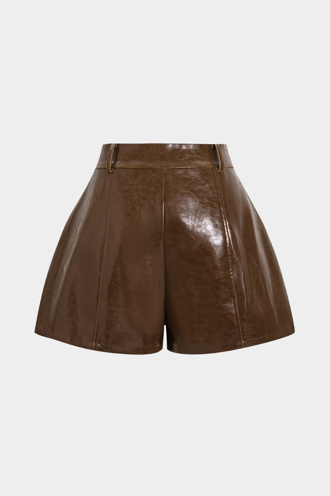 LYANA | FAUX LEATHER SHORTS BROWN