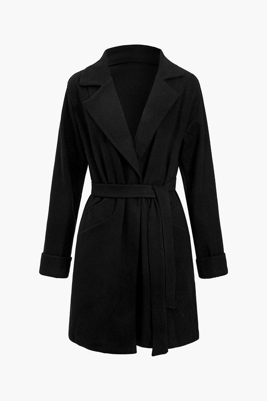 NOIR | BELTED SHORT COAT BLACK