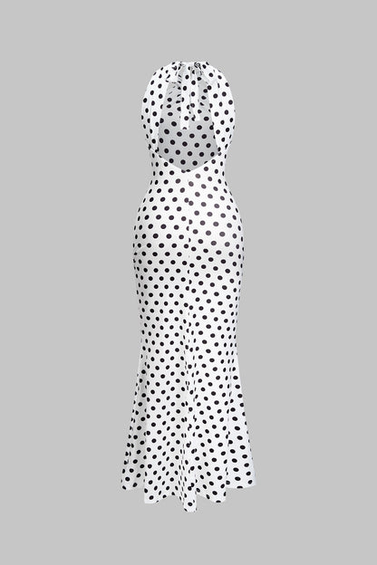 DALIA | POLKA DOT HALTER MAXI DRESS