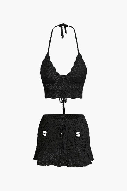 ISLA | CROCHET TWO PIECE SET BLACK