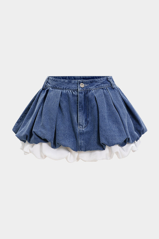 DALIA | LAYERED DENIM BUBBLE SKIRT