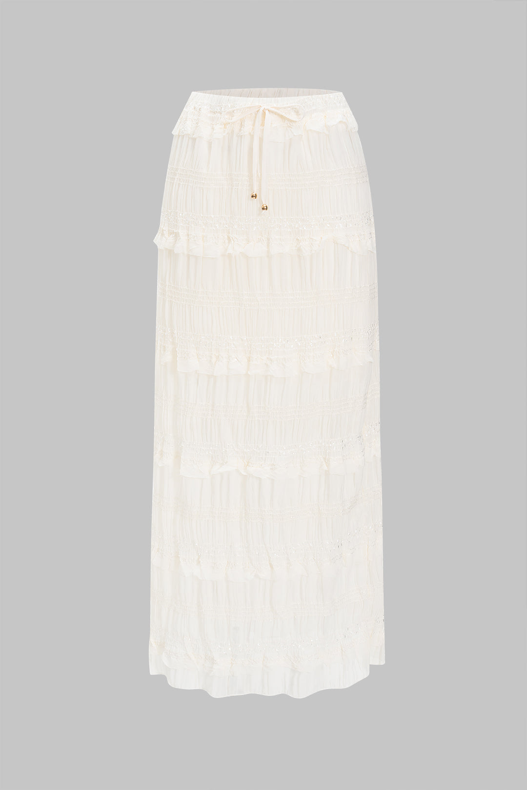 Chiffon Tie Front Backless Top And Skirt Set BEIGE S