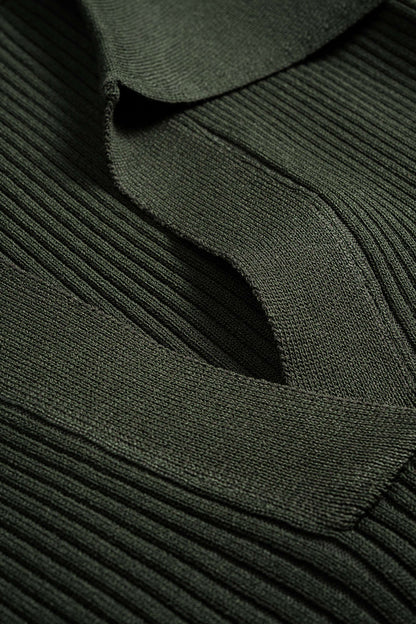 ELARA | KNIT POLO TOP GREEN