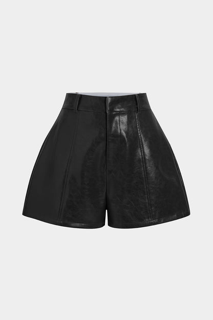 LYANA | FAUX LEATHER SHORTS BLACK