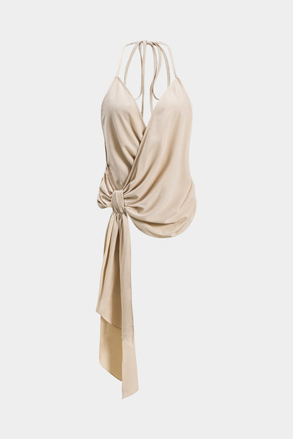 SOLENE | DRAPED TIE TOP BEIGE