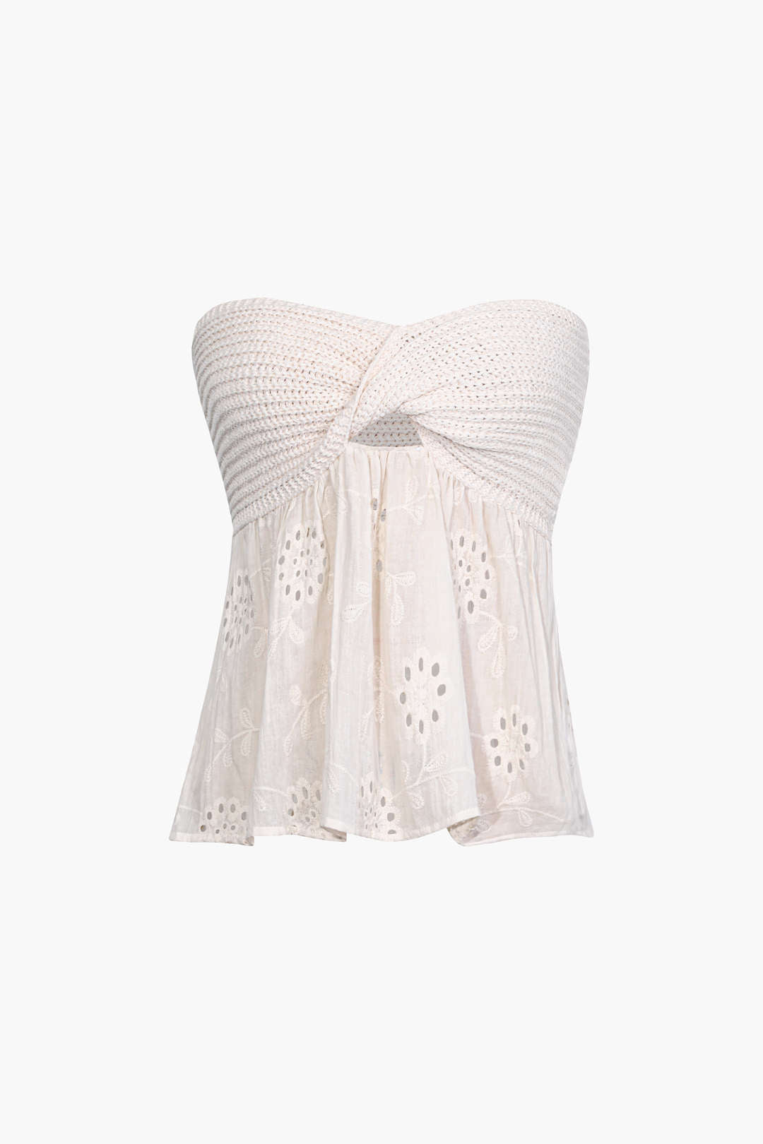 MARINA | CROCHET & EYELET TOP BEIGE