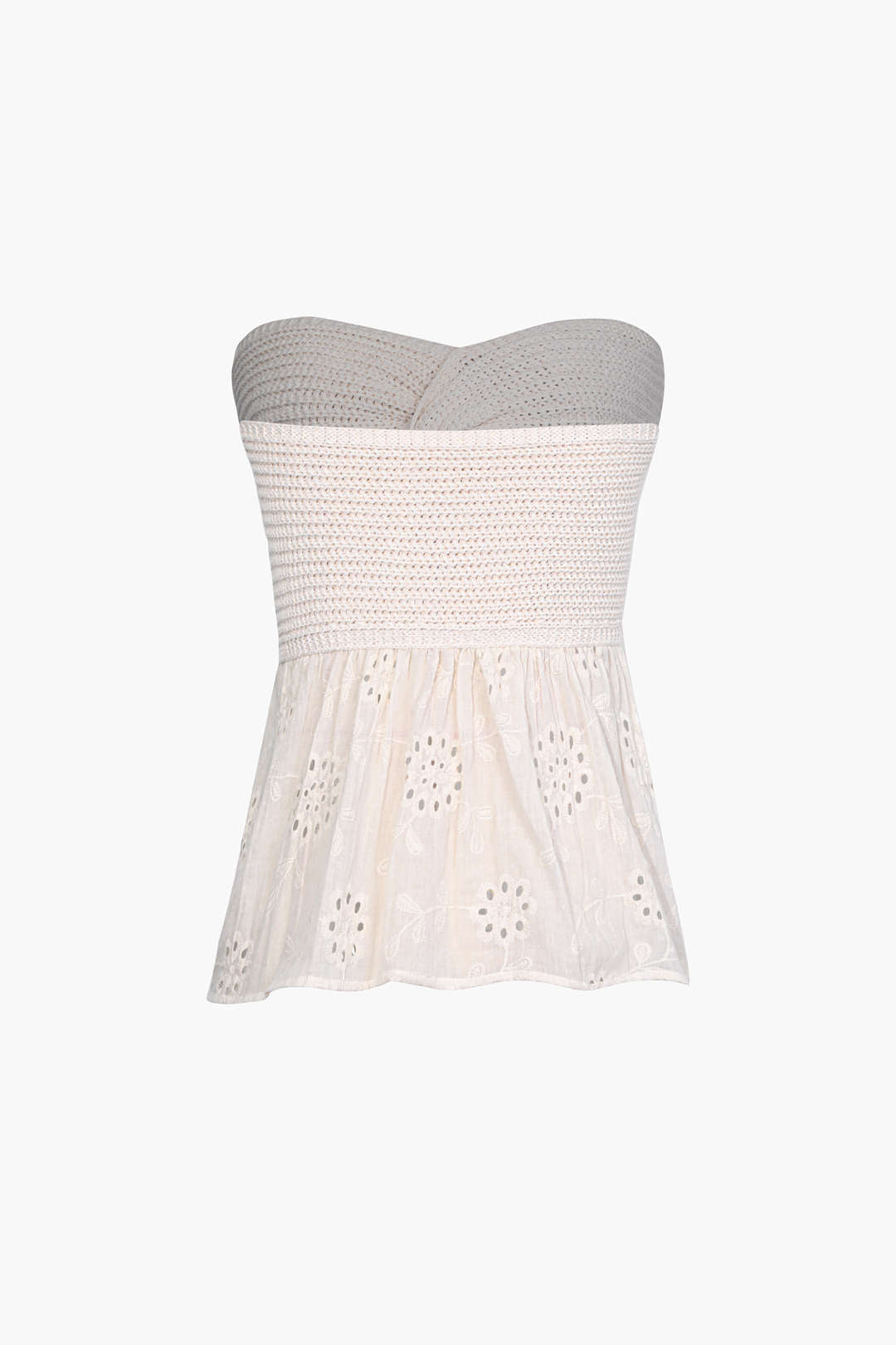MARINA | CROCHET & EYELET TOP BEIGE