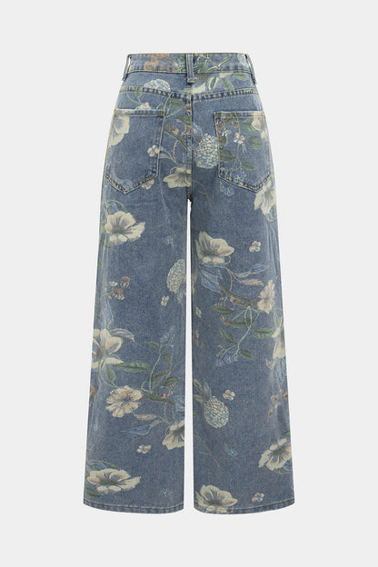 ÉLIORA | FLORAL DENIM TROUSERS