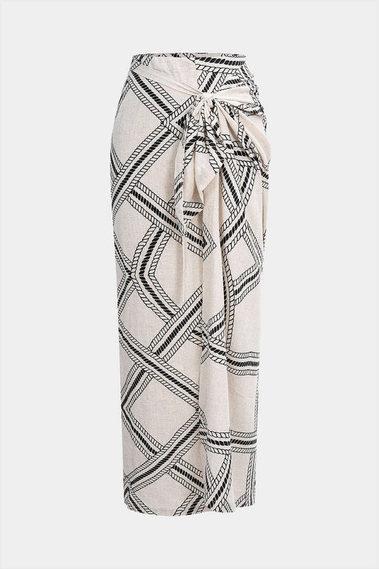 SELENA | PRINT KNOT MIDI SKIRT
