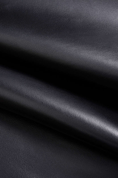 Faux Leather Ruffle High Waist Skirt BLACK