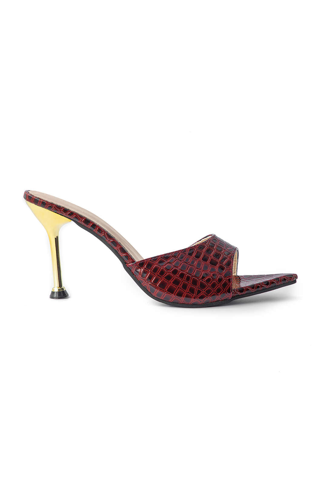 AUREMIA CROC MULES BURGUNDY