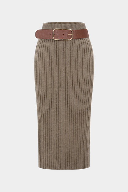 CLARISSE | RIBBED KNIT PENCIL SKIRT