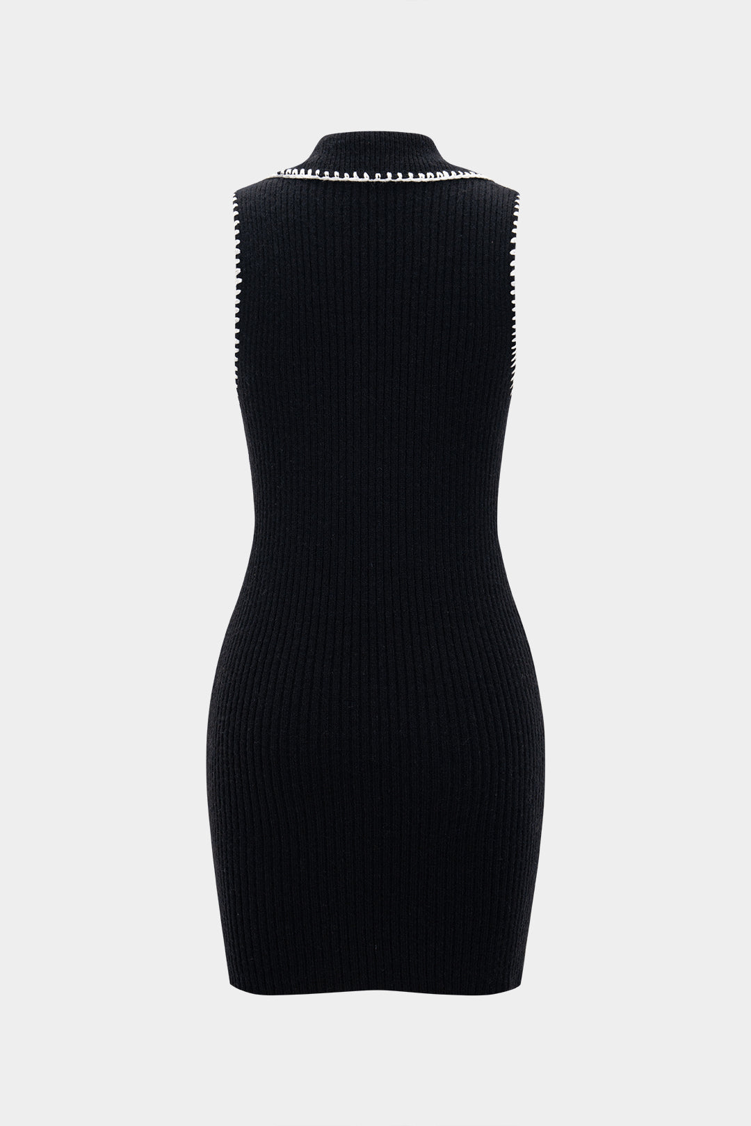 SELENE | CONTRAST TRIM KNIT MINI DRESS BLACK