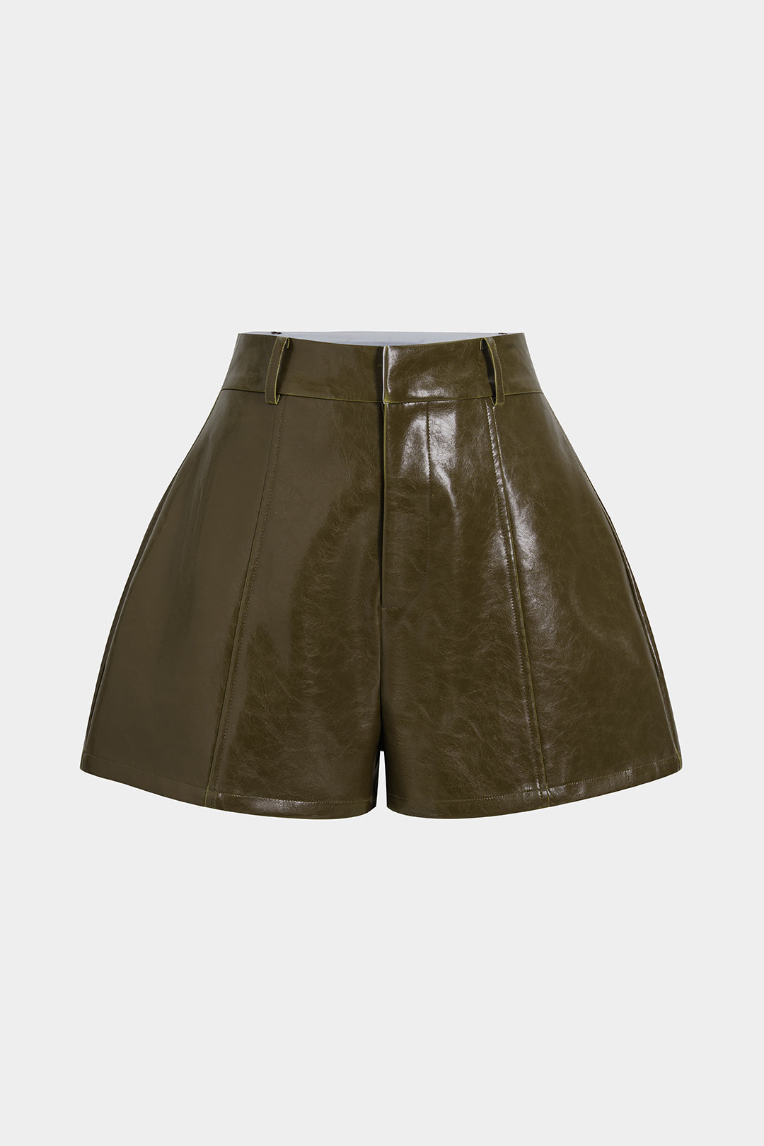 LYANA | FAUX LEATHER SHORTS BROWNISH GREEN