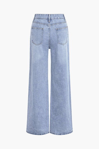ÉLISE | DISTRESSED WIDE LEG JEANS