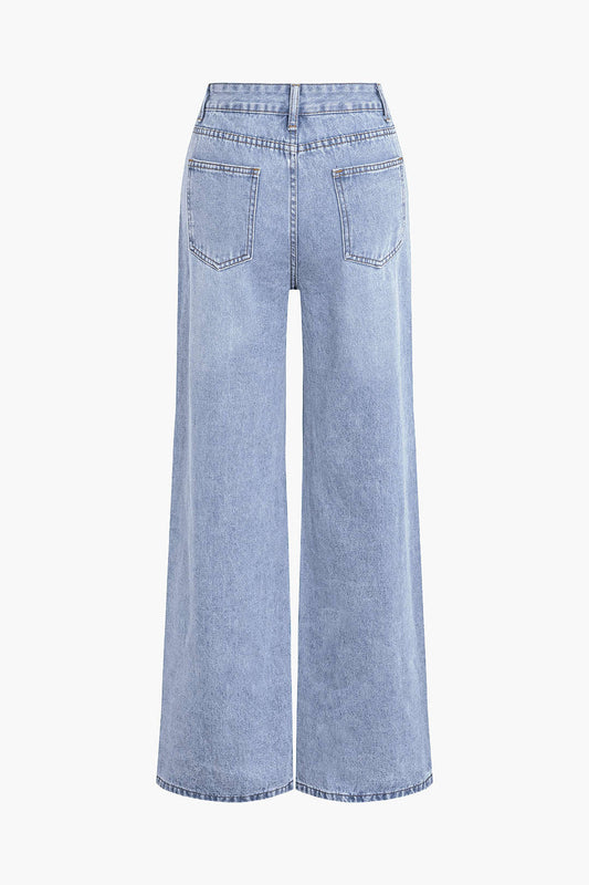 ÉLISE | DISTRESSED WIDE LEG JEANS