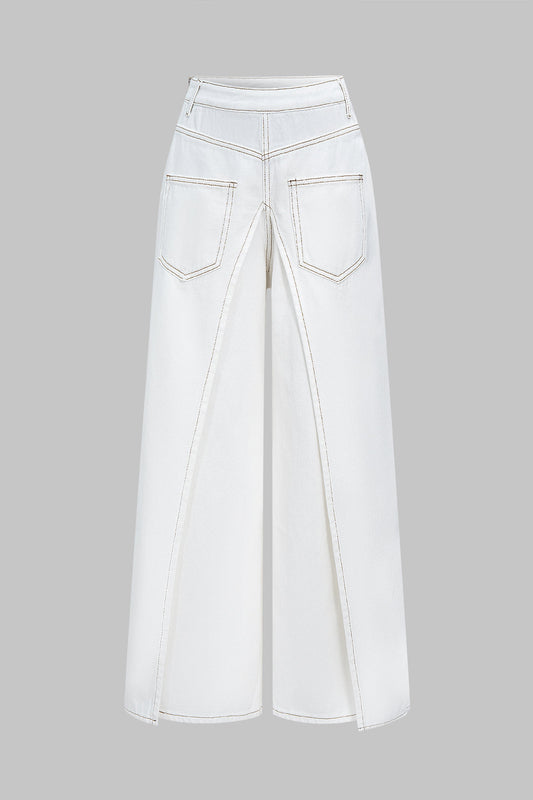 Denim Wide Leg Jeans WHITE