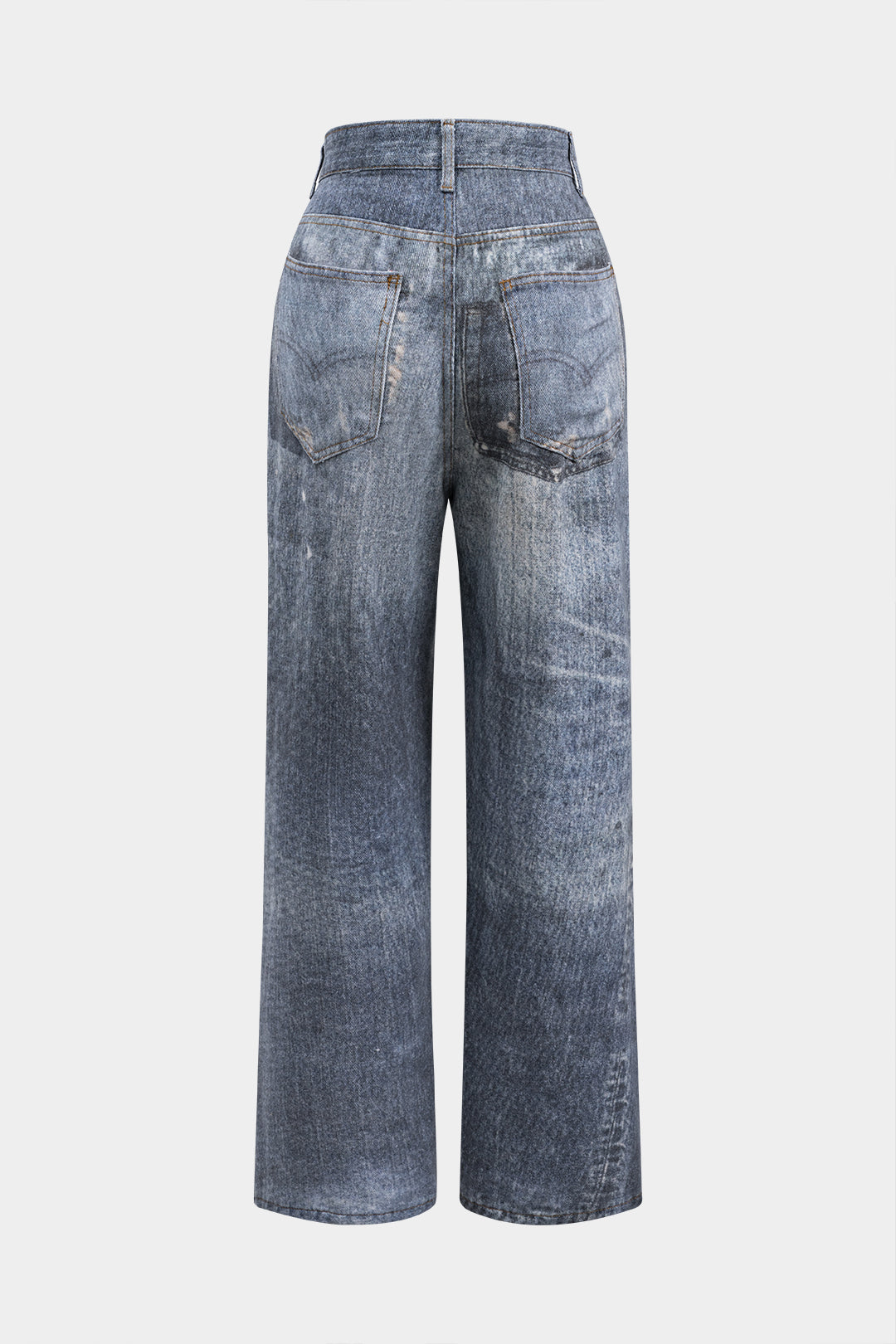 RAVEN DISTRESSED WIDE LEG JEANS CADET BLUE