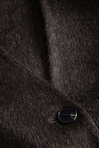 ELEONORA | FUR TRIMMED WOOL COAT BROWN