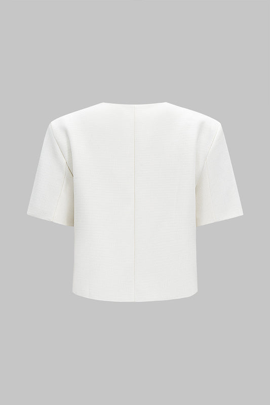 CAROLA | CROPPED BUTTON TOP IVORY
