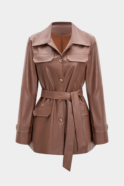 SIENA | BELTED FAUX LEATHER JACKET