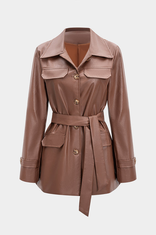 SIENA | BELTED FAUX LEATHER JACKET