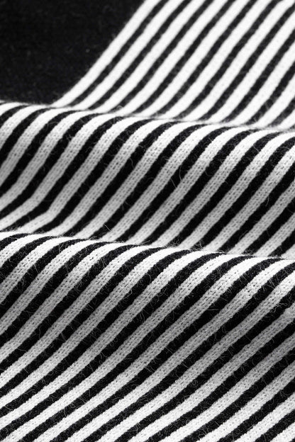 Knit Contrast A-Line Skirt BLACK