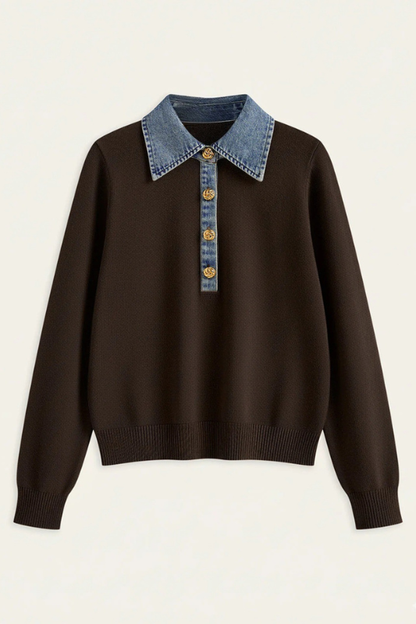 AURELIA | DENIM COLLARED KNIT SWEATER