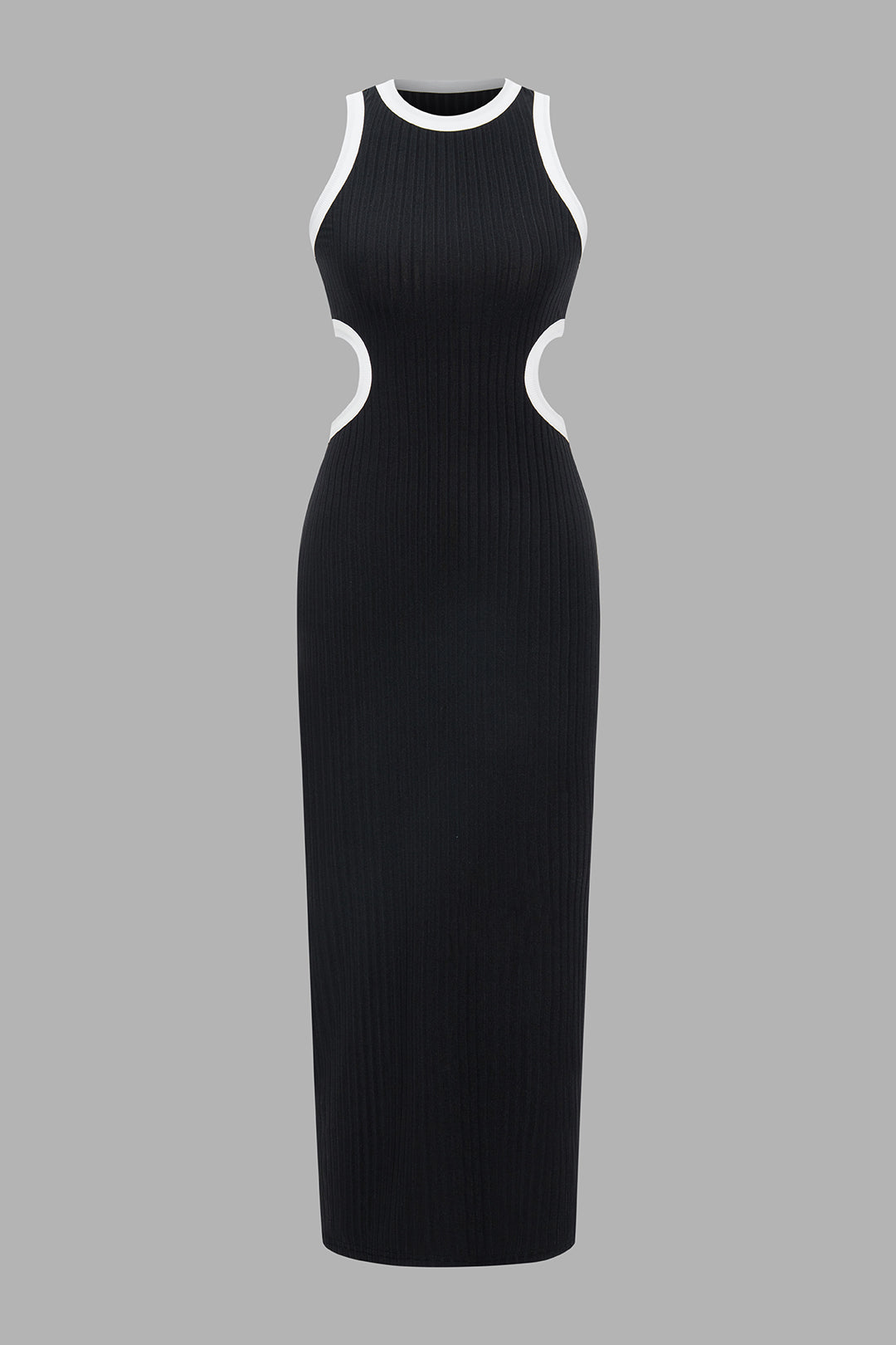 NOIR EDGE | CUTOUT KNIT MIDI DRESS BLACK
