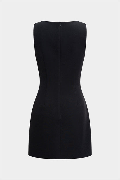 CELESTIA | CUT OUT CHAIN DETAIL MINI DRESS BLACK