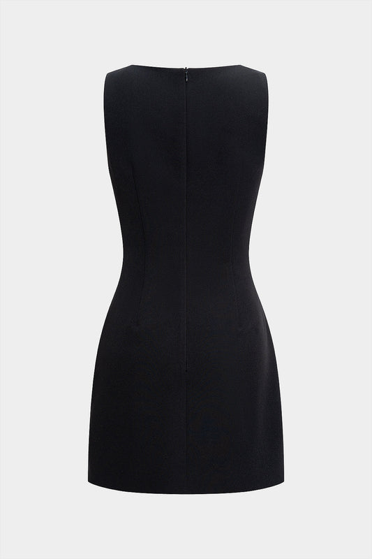 CELESTIA | CUT OUT CHAIN DETAIL MINI DRESS BLACK