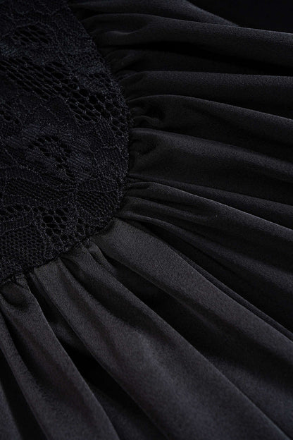 NOCTARA | LACE CORSET DRAPED DRESS BLACK
