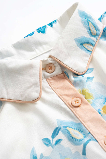 Floral Print Button Detail Shirt And Skirt Set
