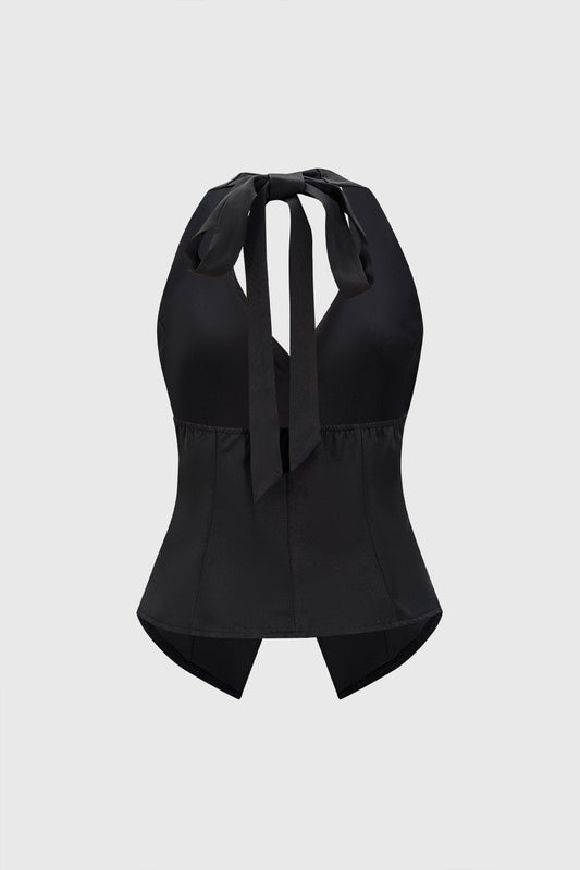 VALENCIA | SATIN HALTER VEST TOP