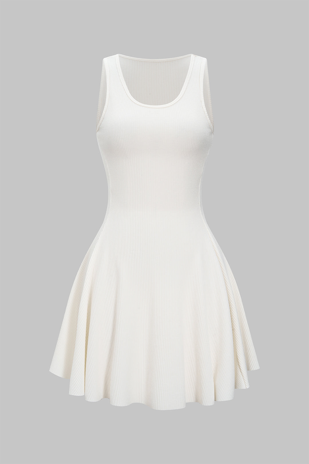 ALICE | RIBBED SKATER MINI DRESS IVORY S