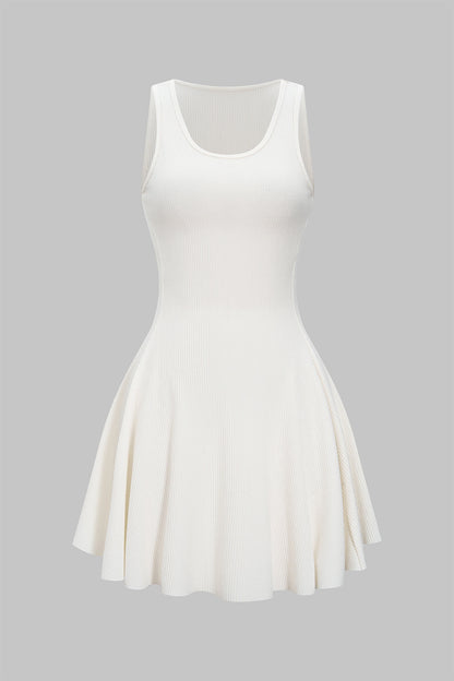ALICE | RIBBED SKATER MINI DRESS IVORY S