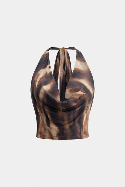 LYRA | HALTER DRAPE TOP SMOKY BROWN
