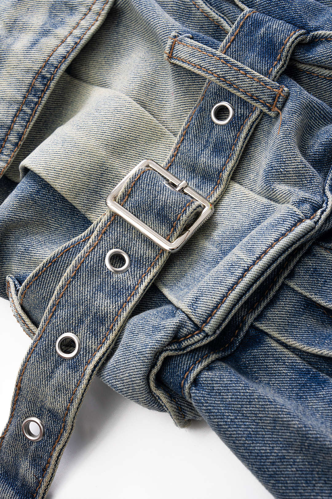 Denim Pleated Pocket Jeans STEEL BLUE