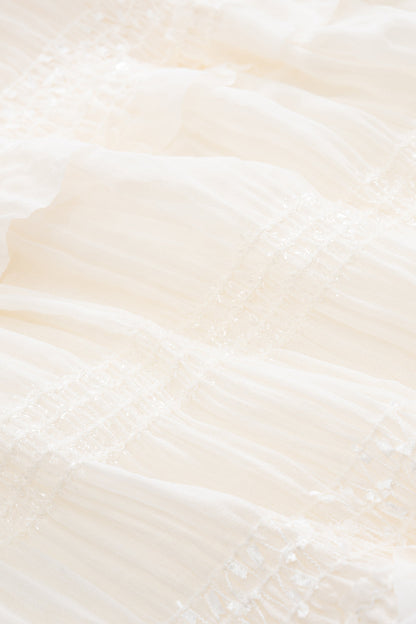 Chiffon Tie Front Backless Top And Skirt Set BEIGE S