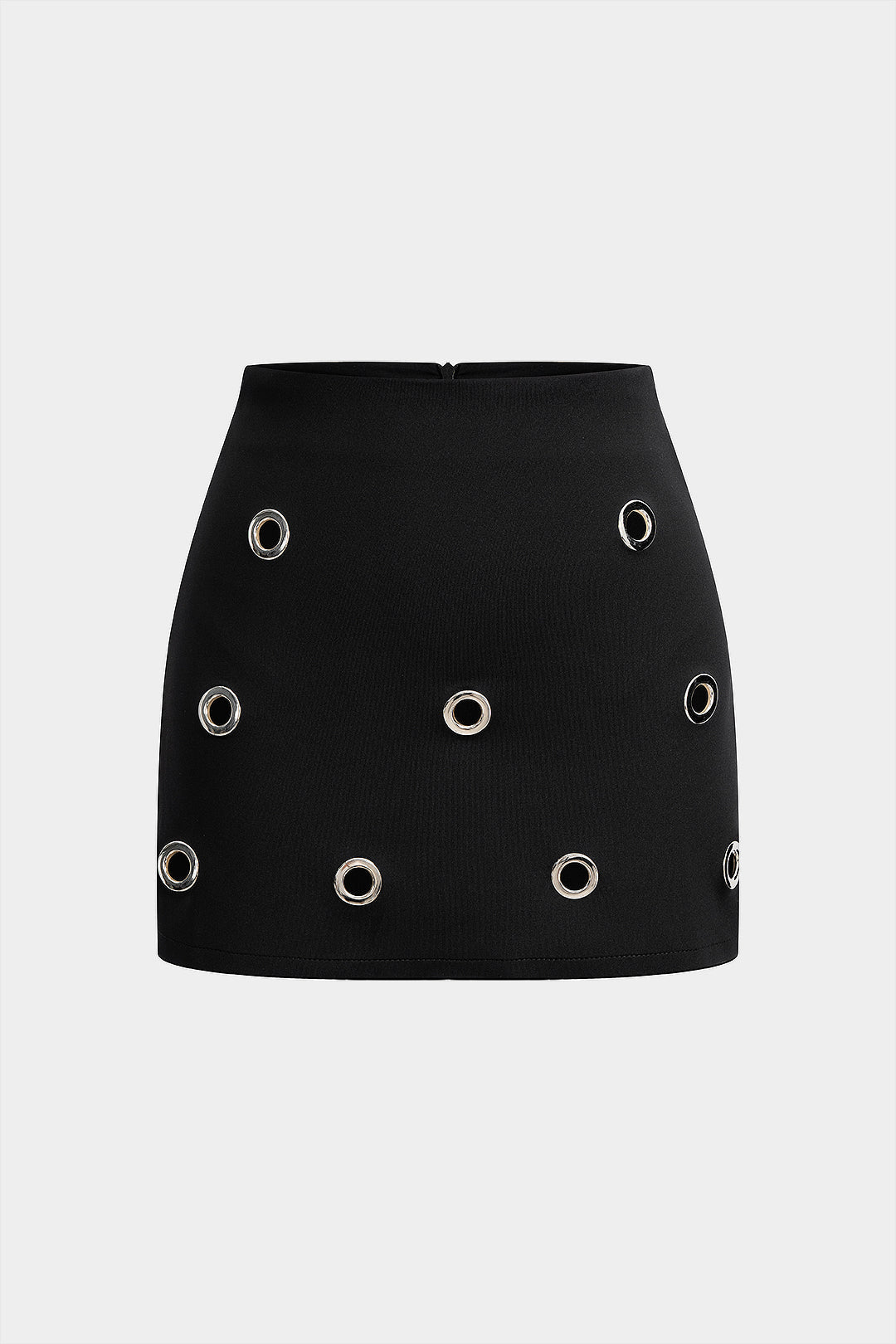 Hollow Out Ring Zipper Skirt BLACK