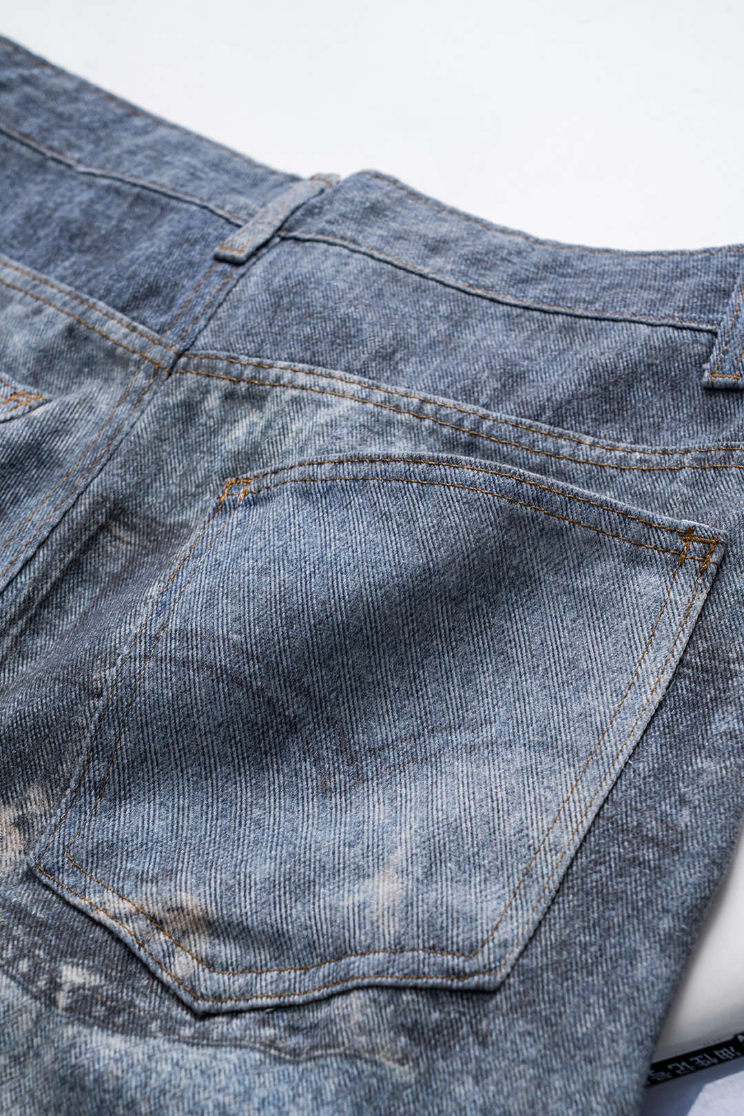 RAVEN DISTRESSED WIDE LEG JEANS CADET BLUE