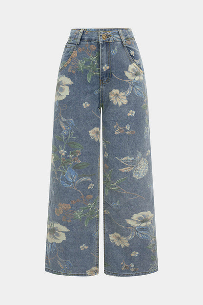 ÉLIORA | FLORAL DENIM TROUSERS