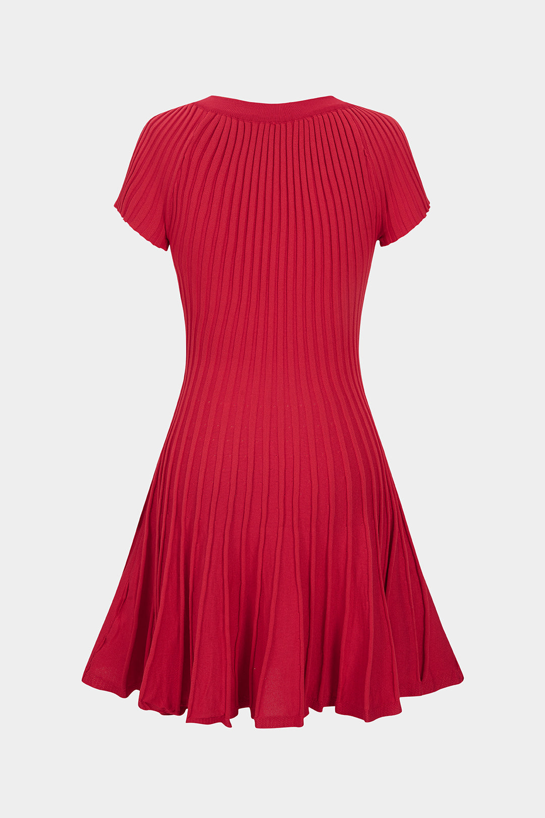 SOFIA | RED RIBBED SKATER DRESS RED