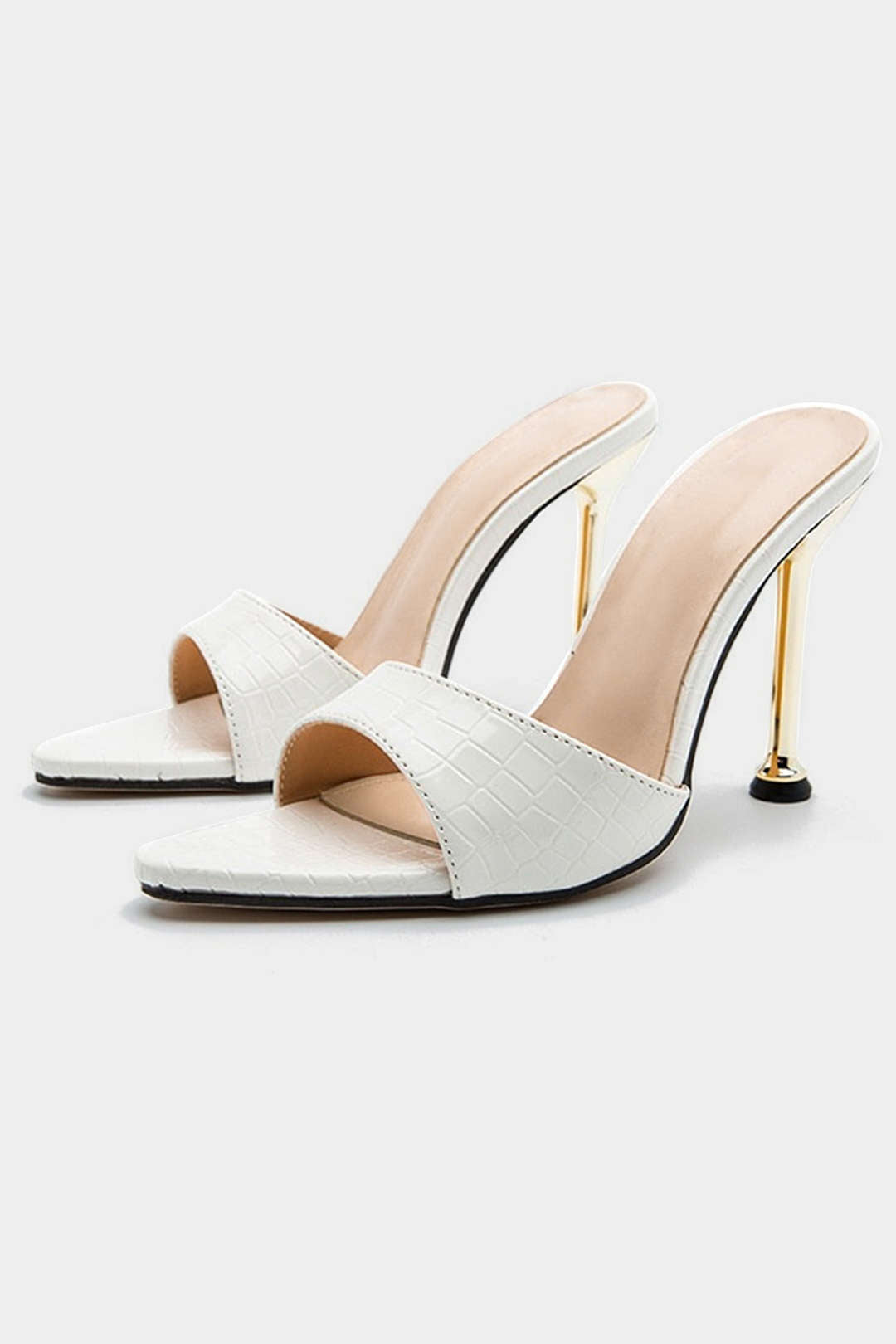 AUREMIA CROC MULES WHITE